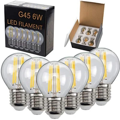 Imagen de TIANFAN 6 Pack Led Bulb G45 2700K Warm White Globe Filament E27 220/240V Edison Chandelier Light 6Watt