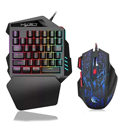 Imagen de Roebii Combo De Teclado Y Mouse Mecánico para Juegos con Una Sola Mano, 35 Teclas Controlador Ergonómico Retroiluminación Led LOL/Pubg/Wow/Dota/OW