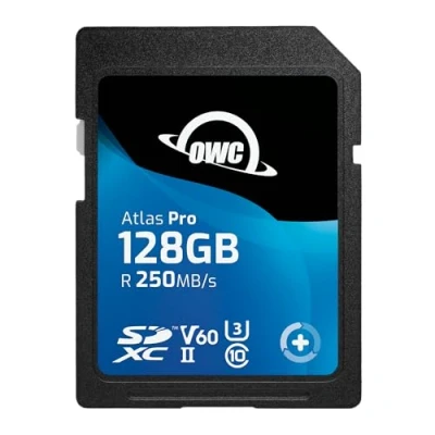 Imagen de OWC Atlas Pro SDXC UHS II V60 Tarjeta de Memoria, rentable y máxima Calidad para los usos más habituales Captura Fotos vídeos hasta 4K 128GB