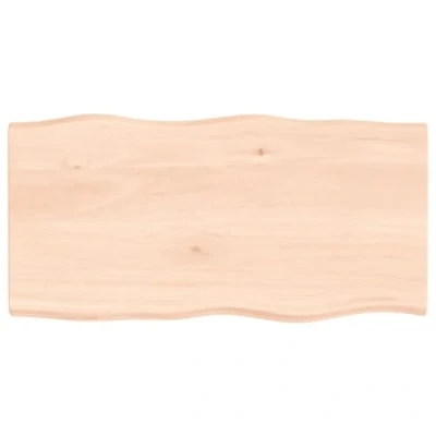 Imagen de vidaXL Tablero de Mesa Madera Maciza Roble Borde Natural 100x50x2 cm, Madera, Comedor,