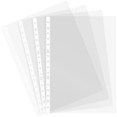 Imagen de Grafoplás Bolsa de 20 Fundas Multitaladro Transparente Cristal Lomo Reforzado Tamaño Folio Polipropileno Calidad Estándar 16 Taladros Perfecto como Material Oficina y Escolar