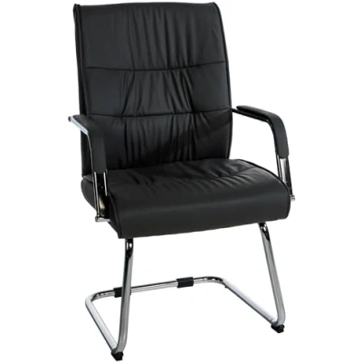 Imagen de Silla Estilo Cantilever Sievert Tapizada En Cuero Sintético I De Conferencias con Reposabrazos Oficina Sin Ruedas IColor:, Color:Negro