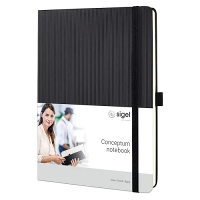 Imagen de SIGEL CO118 Cuaderno premium a líneas, formato tablet, tapa dura, negro Conceptum