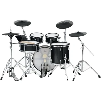 Imagen de XDrum DD 670 Batería electrónica drum kit con hi hat real y cascos de madera caja 14&quot; pedal 20&quot; 720 musical sonidos, 20 presets kits usuario hardware incluido Brillo negro