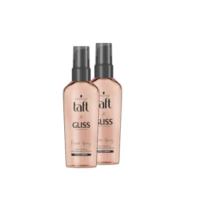 Imagen de Taft Gliss Schwarzkopf serum Frizz Away (2 x 75 ml), el antiencrespamiento ofrece hasta 24 horas de control del encrespamiento, proporciona un cabello antiestático y desenredado