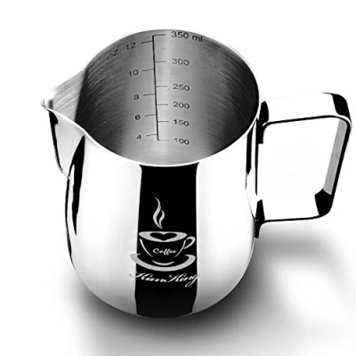 Imagen de 350ml (120z) Jarra de leche taza para espuma jarra, acero inoxidable, Silve Con escalas medición