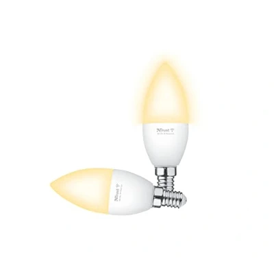Imagen de Trust WIFI CCT E14 71297 02 Bombilla LED, Compatible con Alexa y Google Home, Luz LED Cambio Color, No Hub, 2.4GHz Lámpara Inteligente Blanca en Color Pack de 2