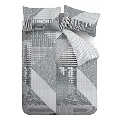 Imagen de Catherine Lansfield Larsson Geo Juego de edredón, 52% poliéster, 48% algodón, Gris, King Duvet Set