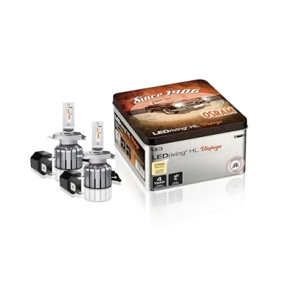 Imagen de OSRAM LEDriving HL VINTAGE, ≜ H4/H19/R2, Lámparas LED de luz alta/baja, Solo todoterreno, no ECE, +300% más brillo, 2700K, caja metal (2 lámparas)