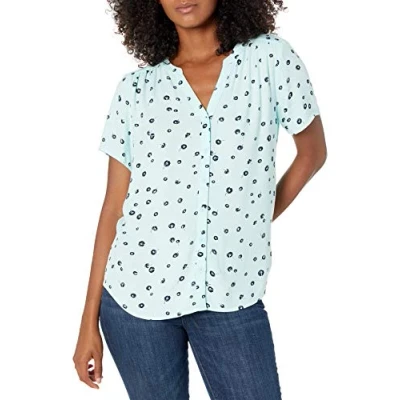 Imagen de Amazon Essentials Blusa Tejida de Manga Corta Mujer, Azul Agua Amapola, XXL