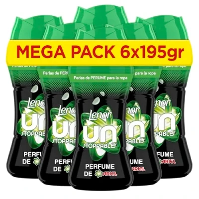 Imagen de Lenor UNstoppables Perlas de Perfume para la Ropa, 96 Lavados (6 x 195g), Suavizante con Fragancia Ariel, Potenciador Frescor