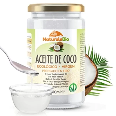 Imagen de Aceite de Coco Ecológico Virgen 1000 ml. Crudo y prensado en frío. Orgánico Natural. Bio nativo no refinado. País origen Sri Lanka. NaturaleBio