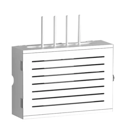 Imagen de Estante de Almacenamiento Pared Madera, Caja para Cables y Router, Soporte Router Cable La Pared, Cajas Alambre Blanco