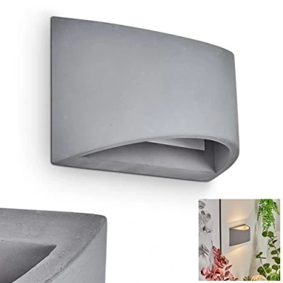 Imagen de aplique Braslo en hormigón gris, moderno con efecto de luz, semicircular, 1 x casquillo G9, interior up &amp; down, sin bombilla(s)