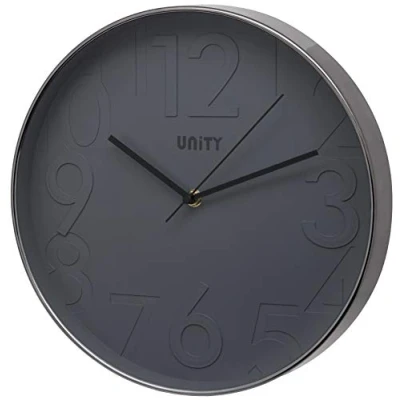Imagen de Reloj de Pared Unity, Clifton, números en Relieve, Gris, Barrido silencioso, 30 cm