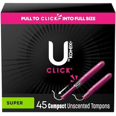 Imagen de U by Kotex Clic Tampones compactos, superabsorción, sin perfume, 45 unidades