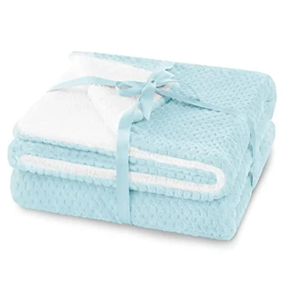 Imagen de AmeliaHome Sheepy Manta (220 x 240 cm), diseño de Piel Cordero, Color Azul Claro