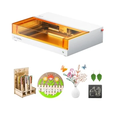 Imagen de xTool S1 Grabador láser cerrado de 10 W para manualidades, enfoque automático, gran tamaño 498 x 330 mm, punto 0,04 0,06 grabado preciso en madera, metal, acrílico y piel (blanco)