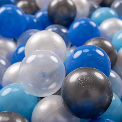 Imagen de KiddyMoon 700 ∅ 7Cm Bolas Colores De Plástico para Piscina Niños, Perla/Azul/Azul Claro/Transparente/Plateado