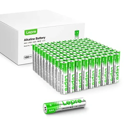 Imagen de Lepro Pilas Alcalinas AAA, Pack de 100 1,5 voltios 1200mAh LR03 MN2400, Energía Larga Duración, Anti Fuga, Ideal para Dispositivos Uso Diario