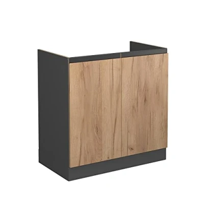 Imagen de Vicco Mueble bajo de Cocina R Line, Roble Dorado/Antracita, 80 cm En Forma J, sin encimera