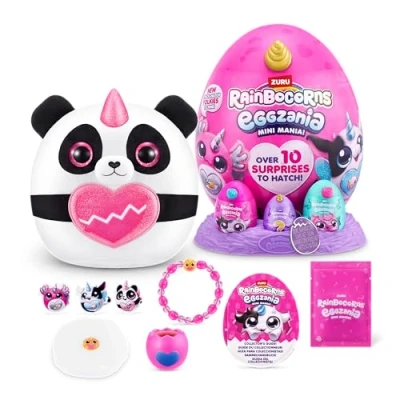 Imagen de Rainbocorns Eggzania Mini Mania, Panda, by ZURU Plush Surprise Unboxing with Animal Soft Toy, Idea for Girls Imaginary Play (Panda)