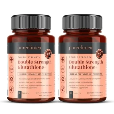 Imagen de glutationa de Doble Potencia 1000mg x 120 comprimidos (60 por frasco, 2 frascos). Con 500mg Glutationa, 300mg ALA, y 200mg Vitamina C comprimido. 200% más potente que los normales. SKU: GLU3x2