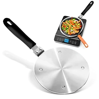 Imagen de Gocoffun placa difusora de calor para estufa gas, adaptadora inducción acero inoxidable con mango extracción, utensilios cocina, anillo cocción a fuego lento,