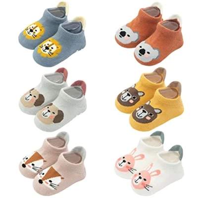 Imagen de FedMois Calcetines Antideslizantes de Algodón para Bebé Niño Niña Pack 6, Multicolor, 1 3 Años