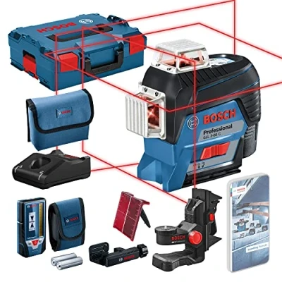 Imagen de Bosch Professional Sistema 12V Nivel láser GLL 3 80 C (1 batería + cargador, rojo, interior, conexión Bluetooth, alcance hasta 30 m, receptor LR7, soporte universal BM1, en L BOXX)