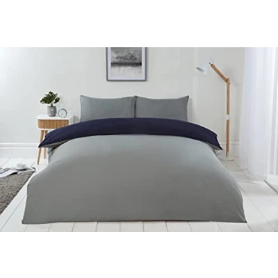 Imagen de Emma Barclay Lyla Juego de Funda nórdica Reversible para Cama Individual, Color Azul Marino y Gris