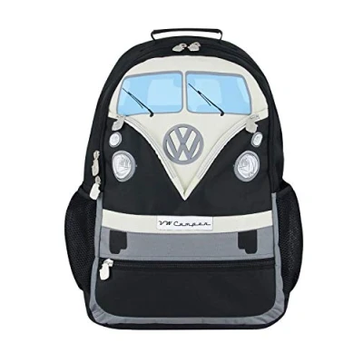 Imagen de BRISA VW Collection Mochila de senderismo y laptop Volkswagen T1 Camper Bus (30L/Grande/Frente del Bus/Negro)