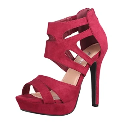 Imagen de Elara Zapato de Tacón Alto Mujer Abierto Stilettos Chunkyrayan Azul Oscuro LL85 Bordo 40