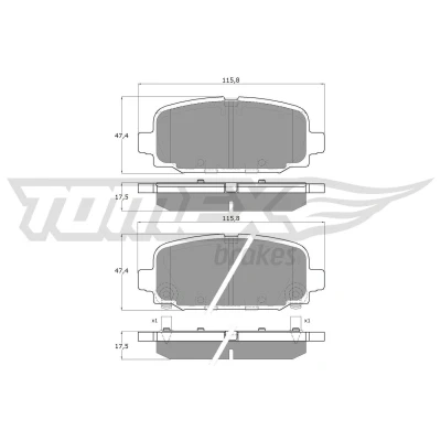 Imagen de TOMEX brakes TX 19 79 Juego de pastillas freno Eje trasero con avisador acústico desgaste tornillos pinza accesorios
