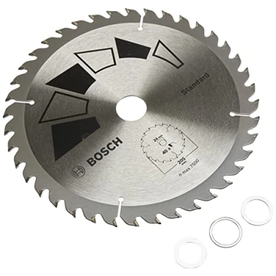 Imagen de Bosch 1x Hoja de Sierra Circular Standard (para Madera, Ø 205 x 2.2/1.5 24/20/18/16 mm, 40 Dientes, ATB, con 3x Anillo Reducción 20/18/16 Accesorios Sierras Circulares)