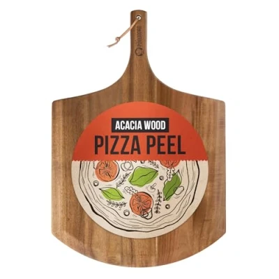 Imagen de Chef Pomodoro Pala Pizza 41 cm, Tabla Horno de Madera Acacia para Hornear Casera y Pan, Bandeja Aperitivos, Embutidos Quesos, Utensilios Cocina Pizzeros