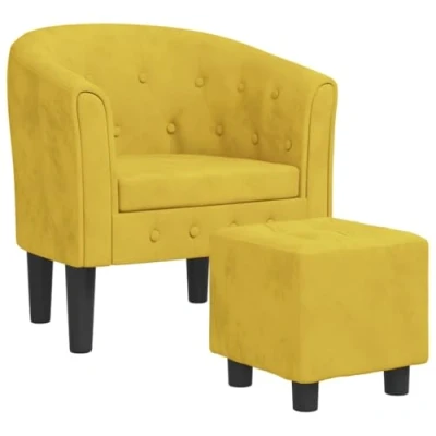 Imagen de vidaXL Sillón con Taburete Terciopelo Amarillo