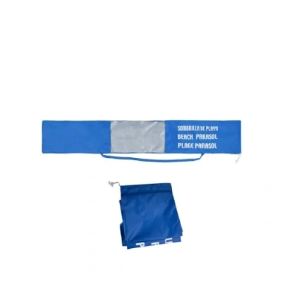 Imagen de Funda sombrilla playa 142x25cm Pincho con asa y cierre ajustable, ventana transparente, impermeable resistente, para sombrillas hasta 240cm, bolsa transporte jardin (Azul, 142cm)