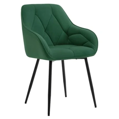 Imagen de WOLTU Silla de Comedor Cocina con Respaldo y Apoyobrazos Salon Moderno Patas Metálicas Ergonómica para Dormitorio Oficina, Terciopelo, Verde Oscuro, EZS02dgn 1