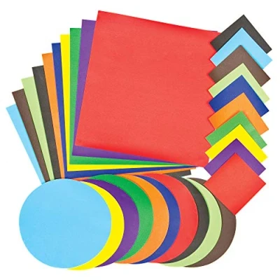Imagen de Baker Ross Pack combinado de papel engomado cuadrados y círculos para crear tarjetas collages decorar artes manualidades (pack 3)., AG630