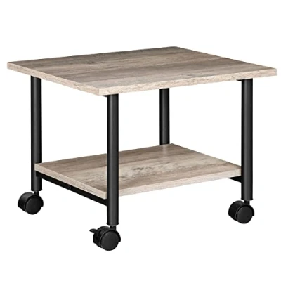 Imagen de HOOBRO Soporte de Impresora, Carro Móvil con Ruedas y 2 Estantes, para Oficina, Casa, Copiadora, Escáner, Microondas, Macetas, Estructura Metálica, Greige Negro EBG02PS01