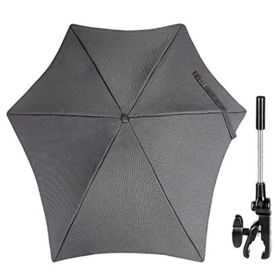 Imagen de ZjRight Sombrilla Universal para Cochecito de Bebé, 70 cm Parasoles Silla Paseo con Revestimiento UV Protección 50+, &amp; Gris Oscuro