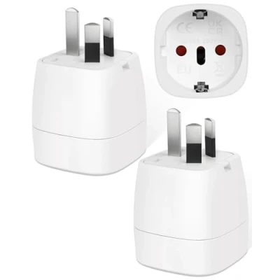 Imagen de 2 x Adaptador Enchufe Australia, de Viaje Tipo I, Español Patas Europa hacia 3 Pata China para Argentina Australia Chinos Nueva Zelanda Uruguay Fiji