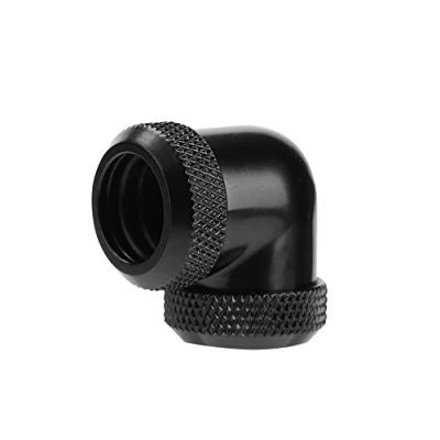 Imagen de ASHATA Adaptador de Rosca G1 / 4, 14 mm OD latón Codo 90 Grados Ajuste refrigeración por Agua, Conector Tubo Duradero Enfriamiento líquido para Agua PC