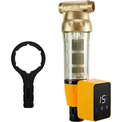 Imagen de iSpring WSP50ARB E Filtro de Sedimentos para Agua Spin Down, Reutilizable con Módulo Lavado Automático Pantalla Táctil y Rascador Carcasa Incorporado, 50 Micras