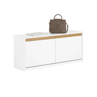 Imagen de SoBuy Banco Zapatero con 2 Solapas para Entrada Dormitorio de Almacenamiento Asiento Blanco 104 x 30 47 cm FSR171 W ES