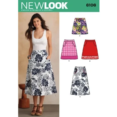 Imagen de New Look Patrón N.º 6106 Falda, Papel, Blanco, 38 50