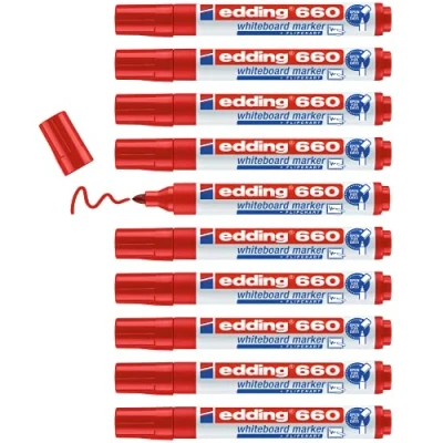 Imagen de Rotulador edding para pizarra blanca 660 color rojo punta redonda 1,5 3 mm