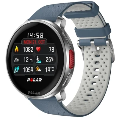 Imagen de Polar Vantage V3, reloj deportivo con GPS, monitor de frecuencia cardíaca avanzado, duración la batería ampliada, smartwatch para hombre y mujer, mapas offline, running, triatlón, S L, Plata Azul