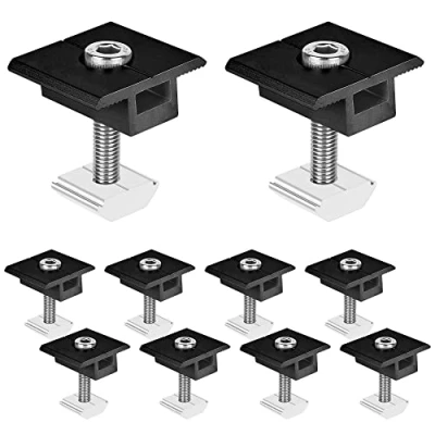 Imagen de soporte para módulo solar, abrazaderas centrales de 30 mm, color negro, panel 10 unidades fijación, abrazadera central en forma T, fotovoltaico